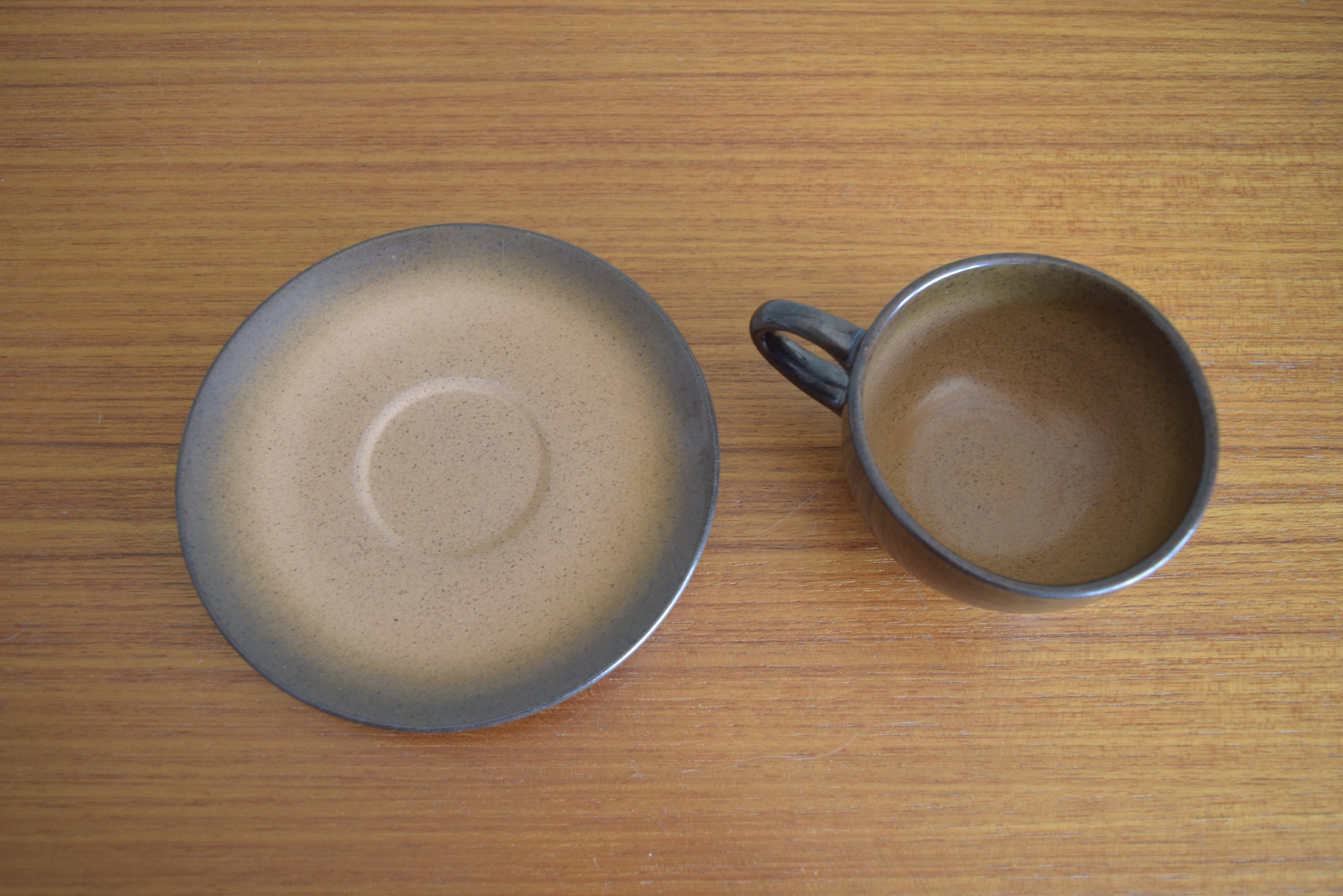 Vintage Heath Ceramics Teacup and Saucer Set Brownstone Etsy