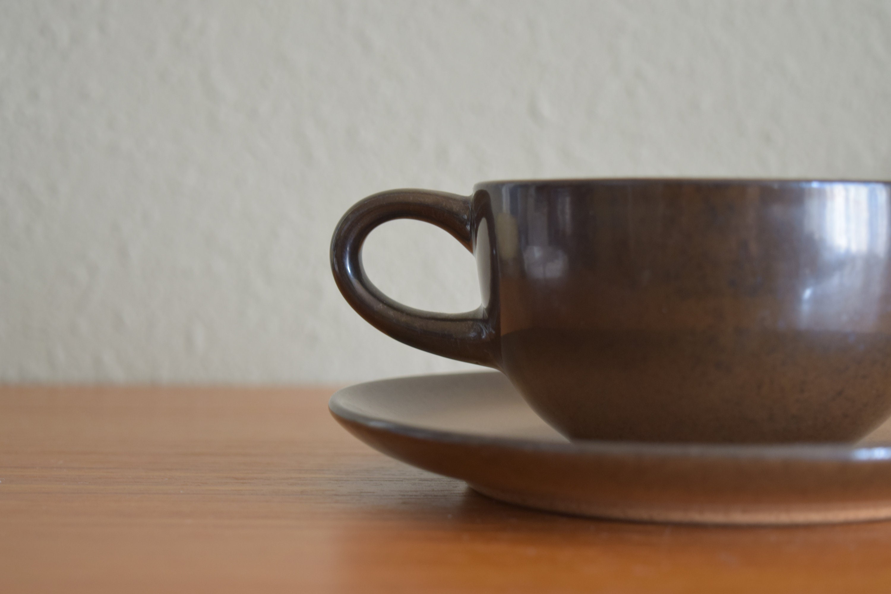 Vintage Heath Ceramics Teacup and Saucer Set Brownstone Etsy