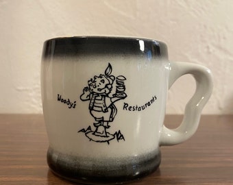 Rare Woody&#39;s Hamburger Restaurants Coffee Mug Vintage Shenango 1960&#39;s USA