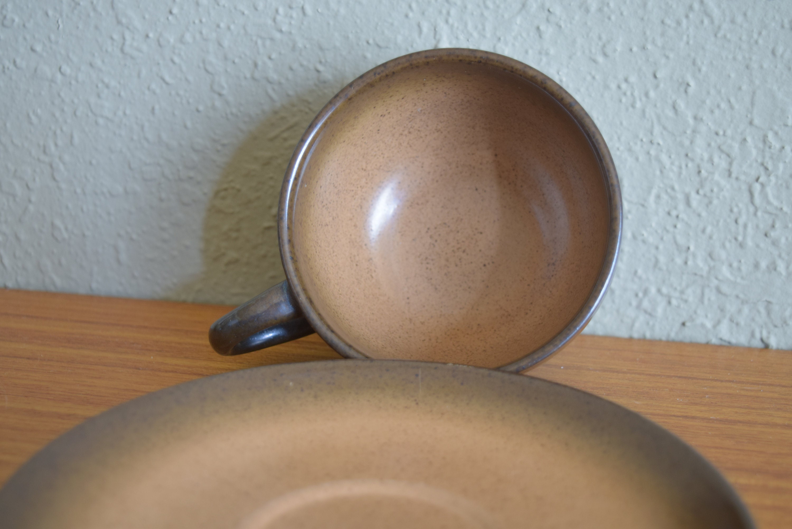 Vintage Heath Ceramics Teacup and Saucer Set Brownstone Etsy