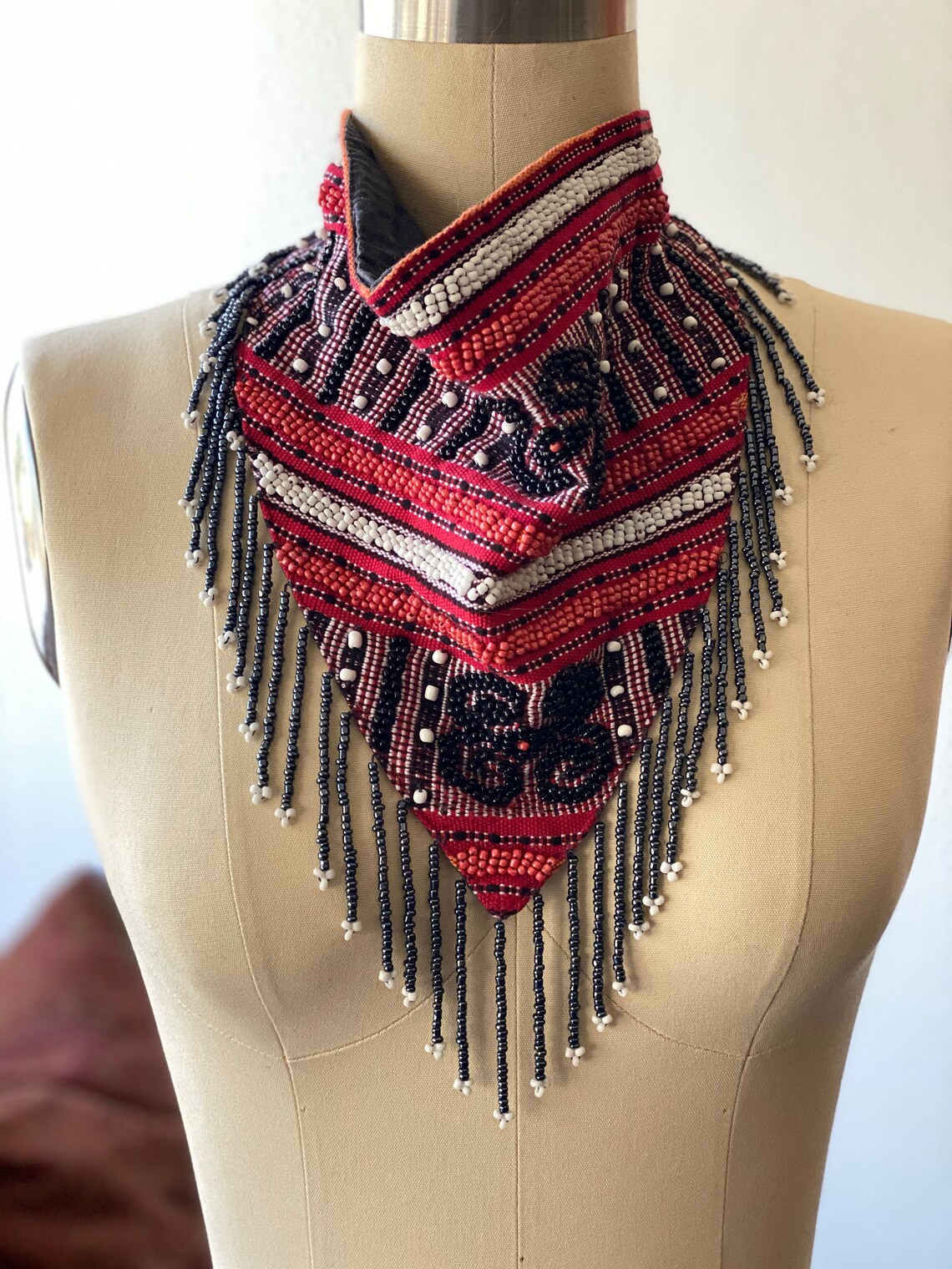 Ikat Bandana Necklace With Fringe | Etsy
