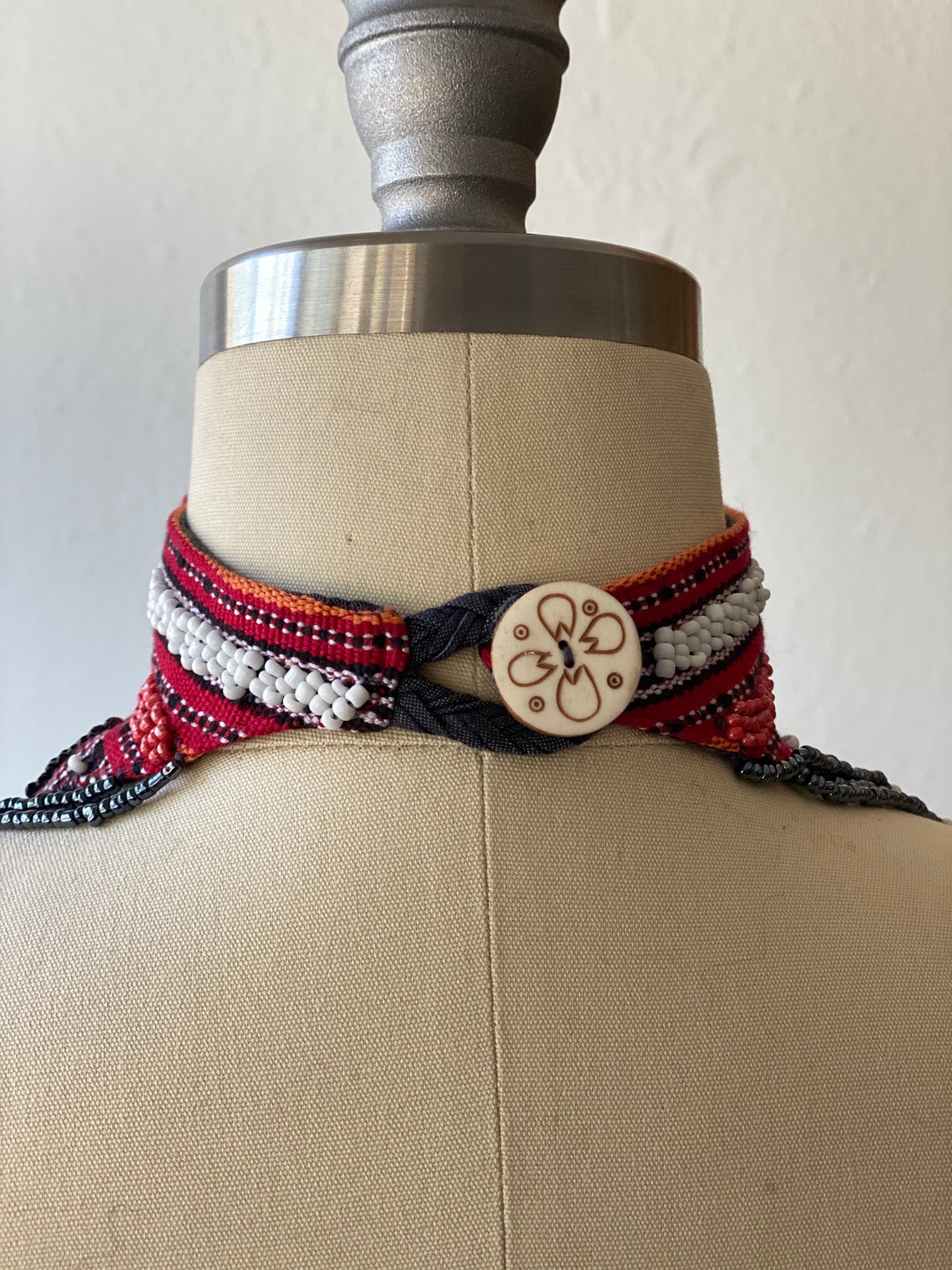 Ikat Bandana Necklace With Fringe Etsy