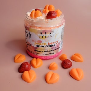 Peach Strawberry Whipped Soap, Whipped Bath Butter, Moisturizing Body Wash Cleanser, Whipped Shaving Cream, Bath Cream Soap, Gifts for Her