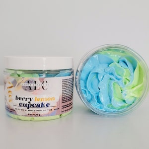 Blueberry Cupcake Whipped Body Butter, Non-Greasy Whipped Shea and Mango Body Butter, Natural Moisturizer, Organic Body Lotion, Gift for Her