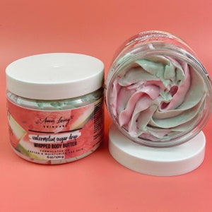Watermelon Sugar Whipped Body Butter, Non-Greasy Whipped Shea and Mango Body Butter, Natural Moisturizer, Organic Body Lotion, Gifts for Her