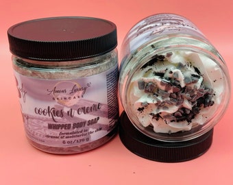 Cookies N Creme Whipped Soap, Vegan Shaving Cream, 6oz Jar