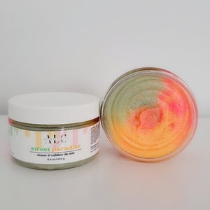 Pineapple Kiwi Foaming Sugar Scrub for Bath and Body, All Natural 6 ounce Exfoliating Scrub, Body Polish for Self Care, Gentle Body Wash