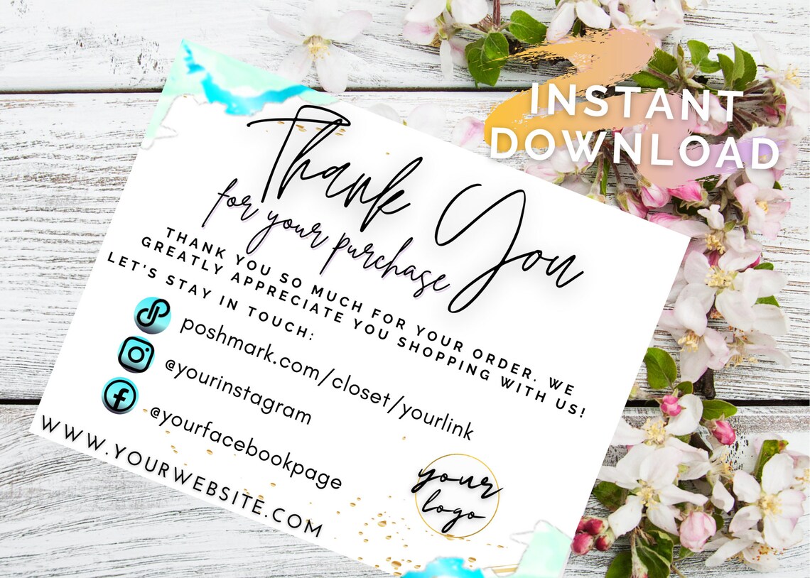 Poshmark Thank You Card Template Poshmark Printable Thank You - Etsy UK