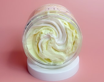 Warm Vanilla & Lemon Whipped Body Butter, Non-Greasy Whipped Shea and Mango Body Butter, Natural Moisturizer, Body Lotion, Gifts for Her