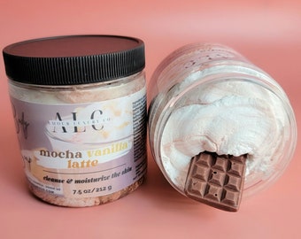 Chocolate Vanilla Whipped Soap, Vegan Foaming Body Wash, 7.5oz