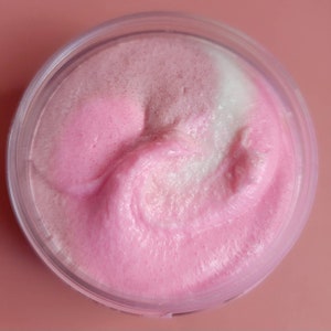 Juicy Strawberry Cream Foaming Sugar Scrub Soap, Exfoliating Sugar Body Scrub, Natural Body Polish for Self Care, Whipped Body Scrub Wash