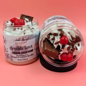 Chocolate Foaming Sugar Scrub for Bath and Body, All Natural Whipped Soap Scrub,  Exfoliating Body Scrub, Body Polish, Gentle Body Wash