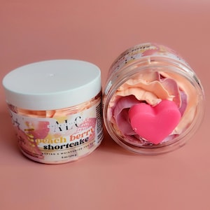 Peach Strawberry Whipped Body Butter, Non-Greasy Whipped Shea and Mango Body Butter, Natural Moisturizer, Organic Body Lotion, Gifts for Her