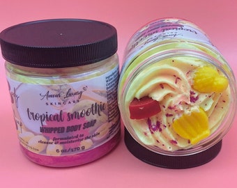 Pineapple Melon Whipped Soap, Whipped Shaving Cream, Natural Body Wash Cleanser, Foaming Whipped Bath Butter, Creamy Soap, Self Care Gift