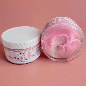 Strawberry Creme Foaming Sugar Scrub for Bath and Body, Natural 6 oz & 10 oz Exfoliating Scrub, Body Polish for Self Care, Gentle Body Wash