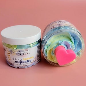 Blueberry Lemon Whipped Body Butter, Non-Greasy Whipped Shea and Mango Body Butter, Natural Moisturizer, Organic Body Lotion, Gifts for Her