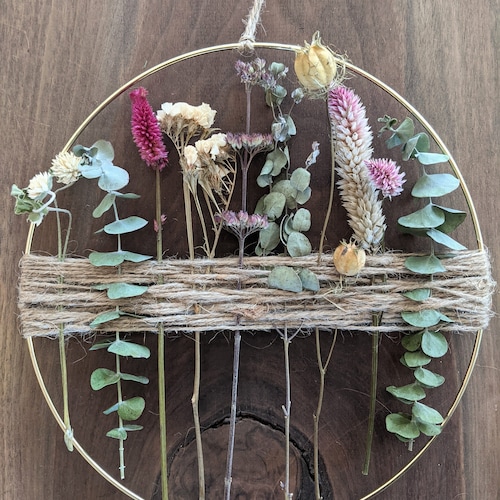 Floral & Jute Wreath in Vanilla / Gold Hoop Wall Hanging With Etsy