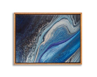 Acrylic Pour | Blue, Black | 18x24in | Vertical or Horizontal | Original Abstract Artwork | Pouring Art | Fluid Art by Cheyenne | 103