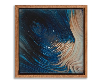 Acrylic Pour | Blue, Black | 12x12in | Vertical or Horizontal | Original Abstract Artwork | Pouring Art | Fluid Art by Cheyenne | 147