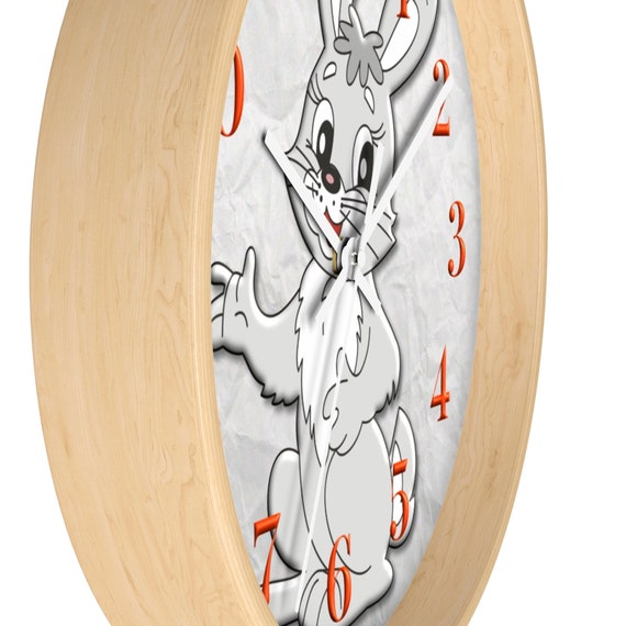 Home Décor Clocks Unique nursery wall clock decor Bunny kids wall clock