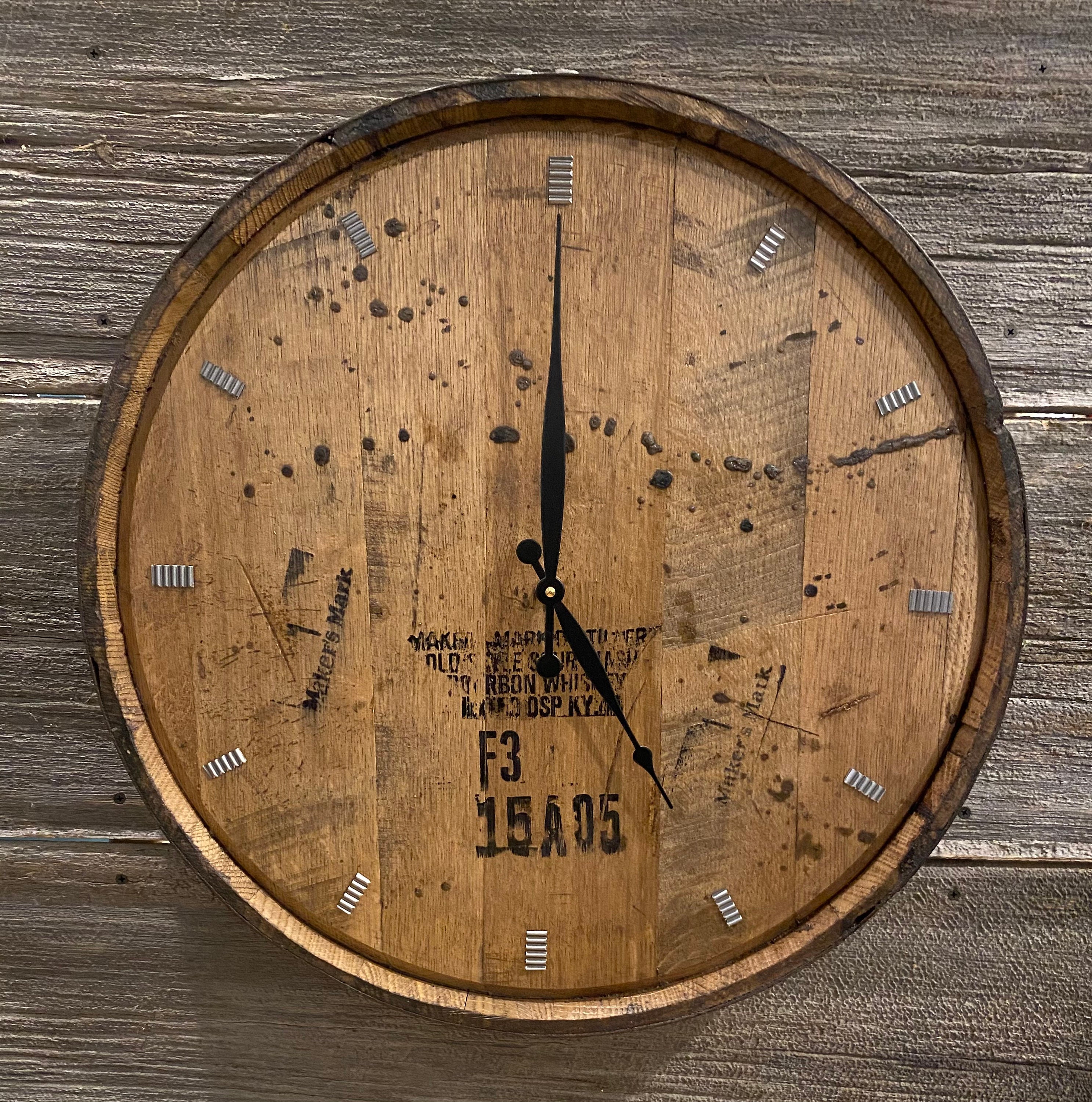 Makers Mark Bourbon Whiskey Barrel Top Clock Rustic Etsy