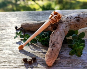 Mini Skull Spoon Tiny Spice Condiment Handcarved