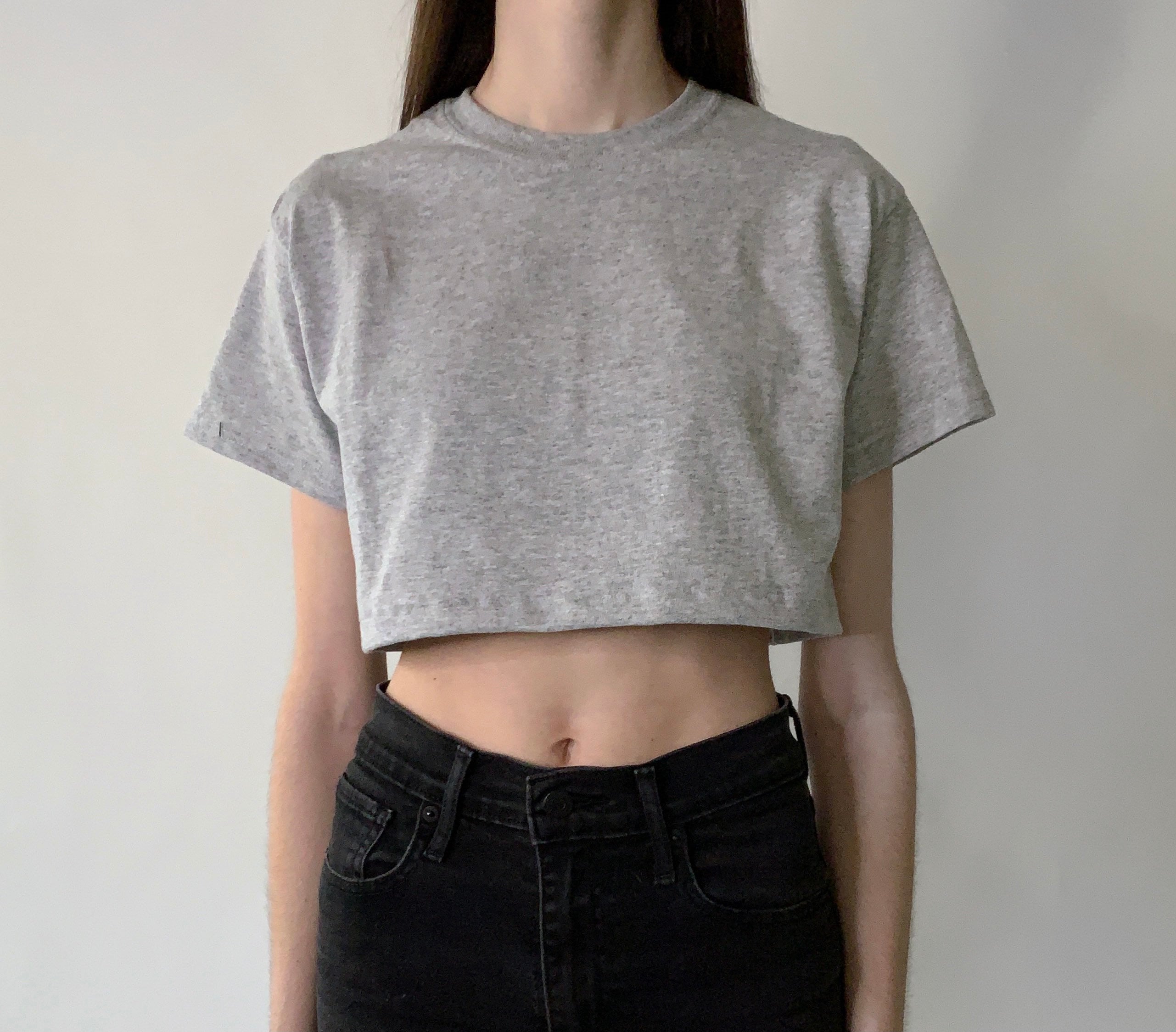 Grey t shirt crop top hotsell