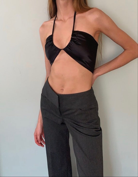 black satin bandeau top