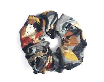 Ukiyoe Japanese Scrunchie, Cotton Kimono Japanese Hair Scrunchies, Gift for Girlfriend, Gift for Mom, Gifts for Wife, Birthday Gifts for her