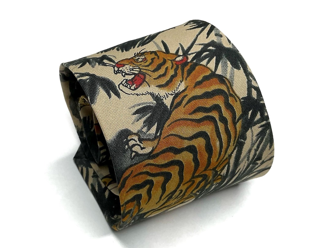【2025年】お歳暮ギフト Ukiyo-e Tiger Japanese Tie - Kimono Japanese Necktie 邦楽