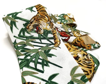 Yakuza Tiger Japanische Krawatte - Kimono Japanische Krawatte, japanisch handgemacht, Geburtstagsgeschenk für Papa, Herrenkrawatte, Weihnachtsgeschenk, Hochzeitskrawatte