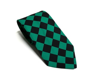 Ichimatsu japanische Krawatte - grüne Kimono-Krawatte, japanische Handarbeit, japanische Geschenkkrawatte, japanische Cosplaykrawatte, Cosplayzubehör