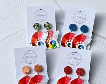 Book week Chameleon Resin Earrings/ Children's Story Book Chameleon Resin Dangle Earrings- Inspired by a Story