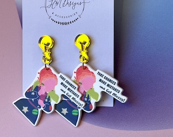 Book week Science Teacher Character Faceless Silhouette Resin Dangle Earrings/ Science Character with Light bulb tops Earrings
