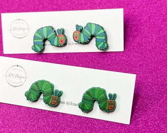 Book Week Character Caterpillar Mini Stud Earrings/ Caterpillar Earrings/The Hungry Caterpillar Stud Earrings/ Famous Caterpillar Studs
