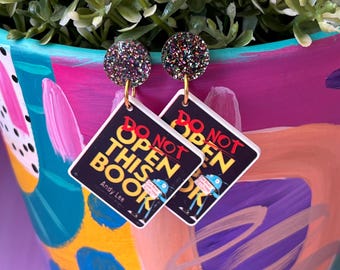 Book Week Character Resin Book Storybook Earrings/ Do not open Children's Book Inspiration Dangle Earrings