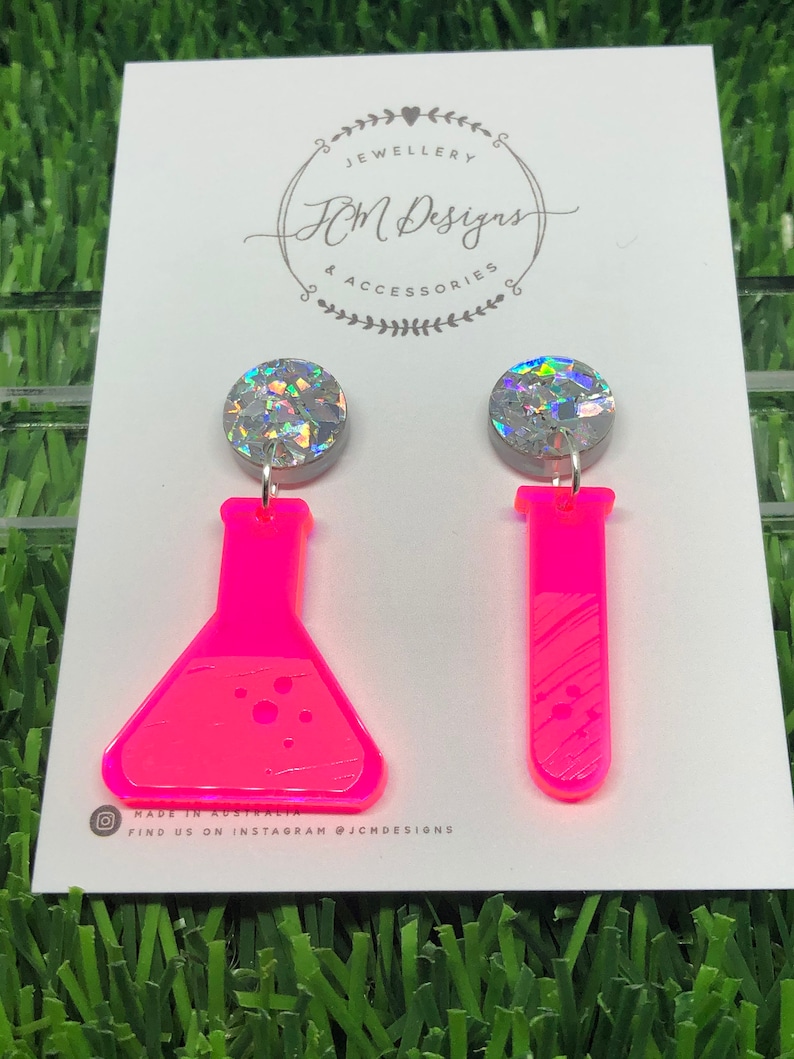 Science earrings Chemistry Earrings Beaker and Test Tube Etsy