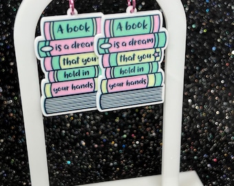 Statement Resin Book Earrings/A book is a dream that you hold in your hand Dangle Earrings/ Book stack earrings