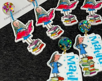 Book Week Storybook Girl Character Resin Earrings/ Intelligent Girl Resin Dangle Earrings/ Inspired by a Gifted Storybook Girl Resin Earring