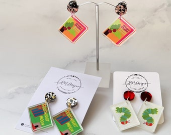 Story Book Earrings/ Acrylic Book Dangle Earrings/ Book Dangle Earrings/ Children's Storybook Earrings/Teacher Book Earrings