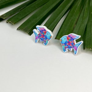 Character Fish Statement Stud Earrings / Teacher Book Character Fish Statement Earrings/ Rainbow Fish Stud Earrings