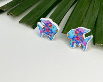 Book Week Fish Studs/Character Fish Statement Stud Earrings / Teacher Book Character Fish Statement Earrings/ Rainbow Fish Stud Earrings