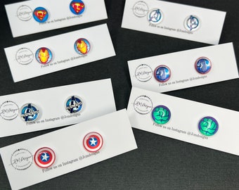 Resin Super Hero Stud Earrings/ Various Champion Novelty Cartoon Stud Earrings