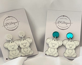 Koala Dangle Earrings: Acrylic Australian Animal Jewellery
