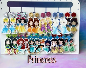 Princess Earrings/ Princess Character Resin Dangle Earrings/ Animated Princess Character Earrings- inspired by Fairytale Princesses earrings