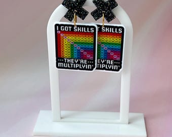 Statement Times Tables Dangle Earrings/Maths pun Multiplication Earrings