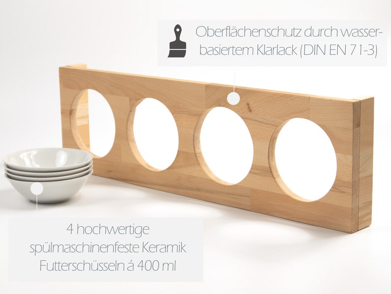 FINDAL Katzennapf 4er Set aus echt Holz Buche mit 4 weißen Etsy
