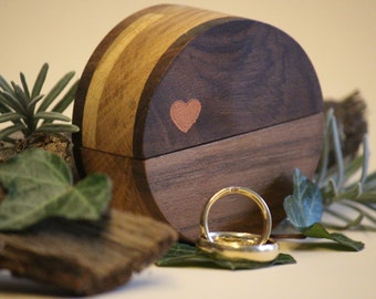 Ringkissen für die Hochzeit | Ringbox aus Holz | Nachhaltig | Hochzeitsgeschenk | Ringträgerkissen rustikal | Baumscheibe | Schatulle HEN