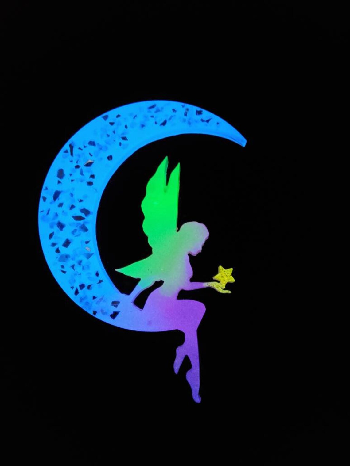Glow in the dark fairy on a crescent moon Etsy