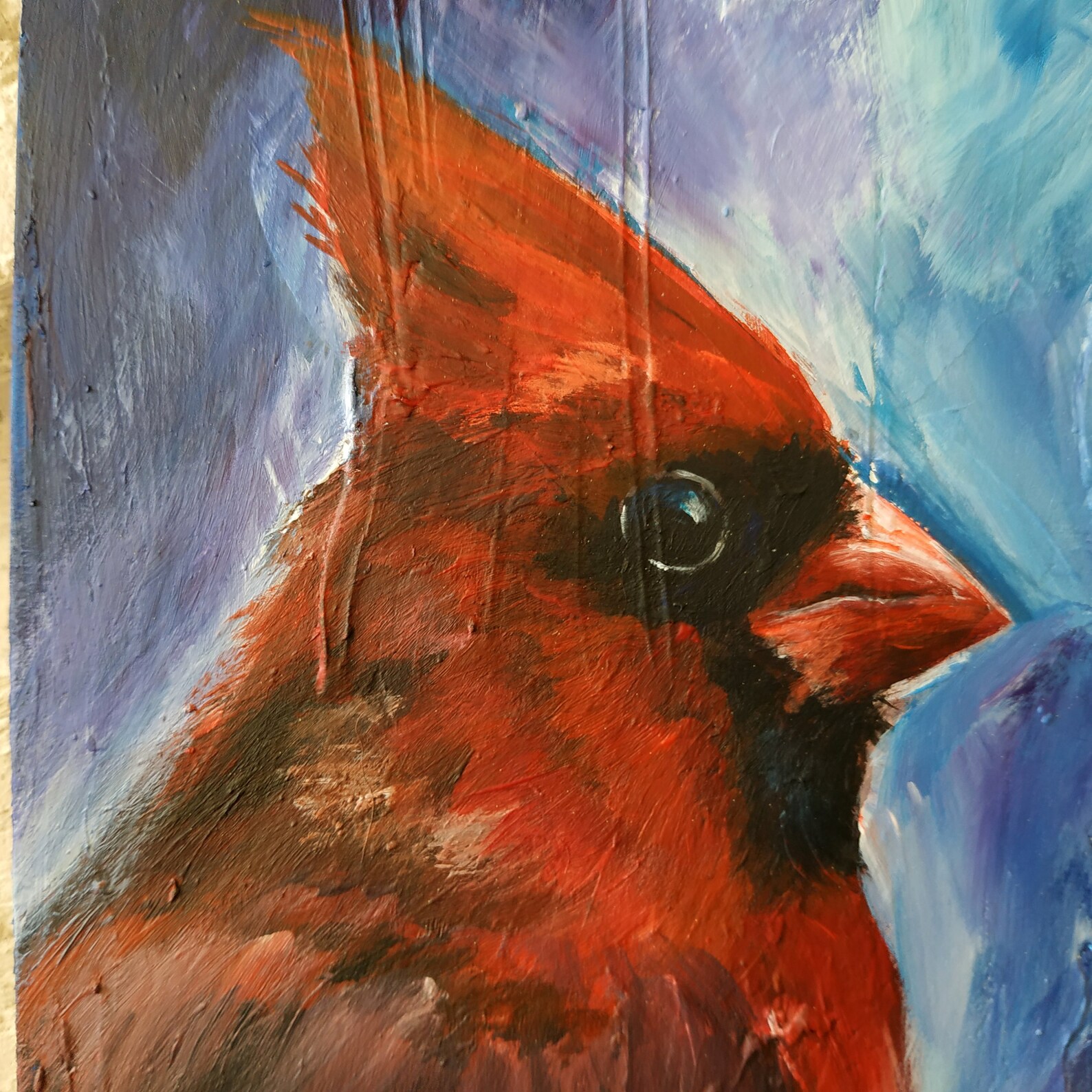 Red Cardinal Original Acrylic Painting Northern Cardinal Etsy